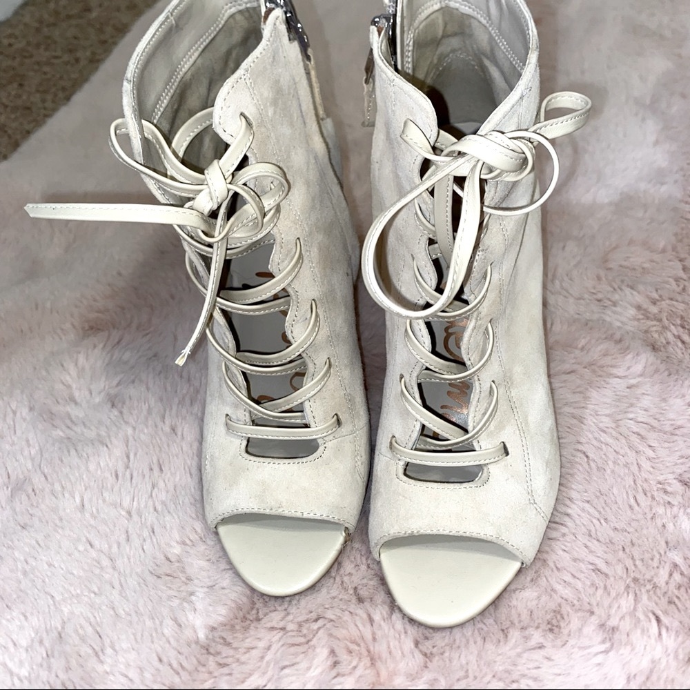 Sam Edelman Beige Nude Lace Up Heels